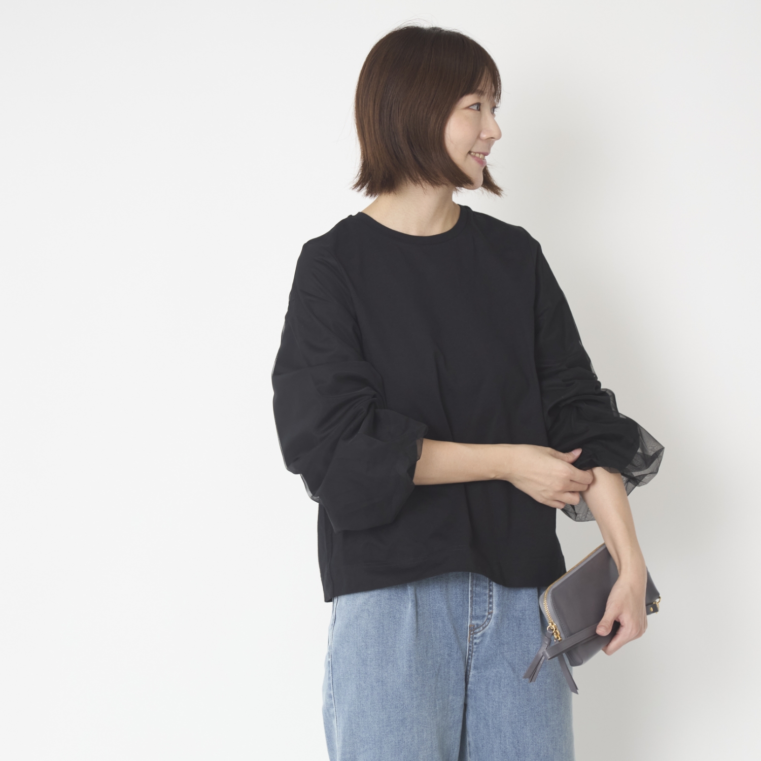 denicher/チュール×ジャージードッキングプルオーバー